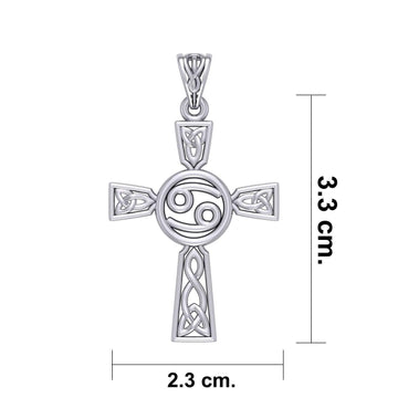 Celtic Cross Cancer Astrology Zodiac Sign Silver Pendant TPD5951 - Jewelry